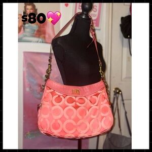 Coach Coral Pink Signature Shoulder Bag